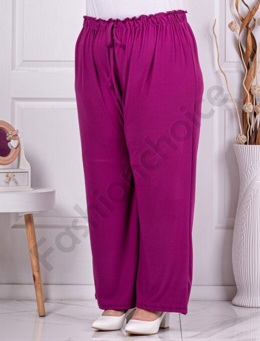 Pantalon maxi cu croi lejer si elastic in talie-magenta cod 5422-1