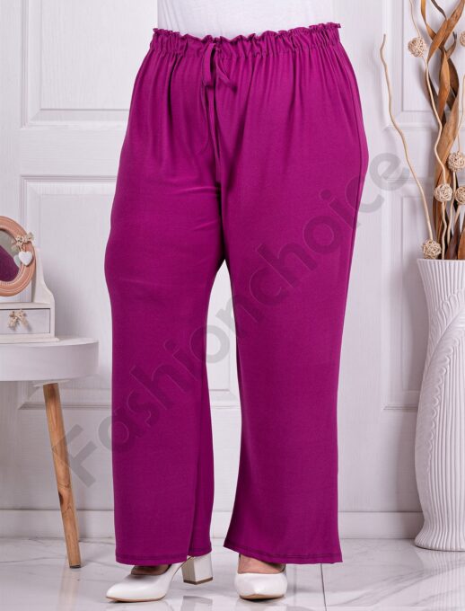 Pantalon maxi cu croi lejer si elastic in talie-magenta cod 5422-1
