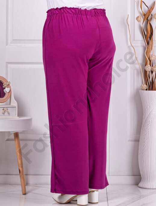 Pantalon maxi cu croi lejer si elastic in talie-magenta cod 5422-1