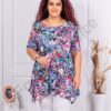 Tunica maxi asimetrica cu imprimeu flori mov cod 2521018-1