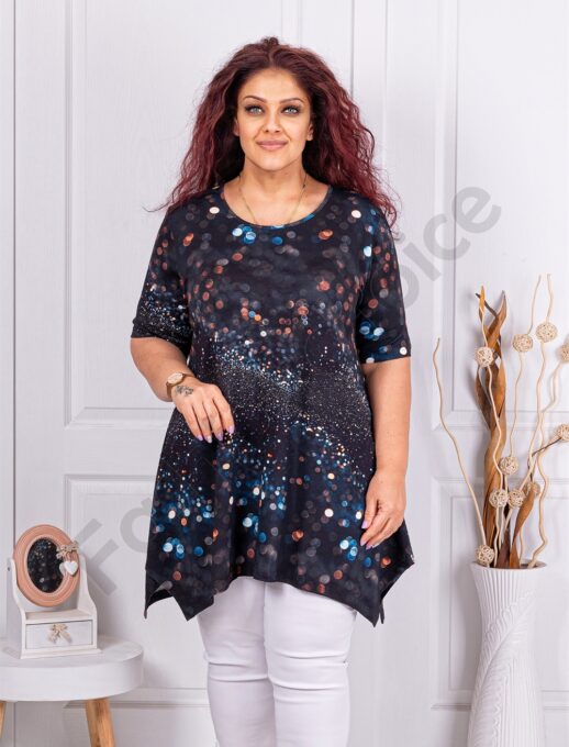 Tunica maxi in clos cu imprimeu buline 3D multicolor cod 25104-6