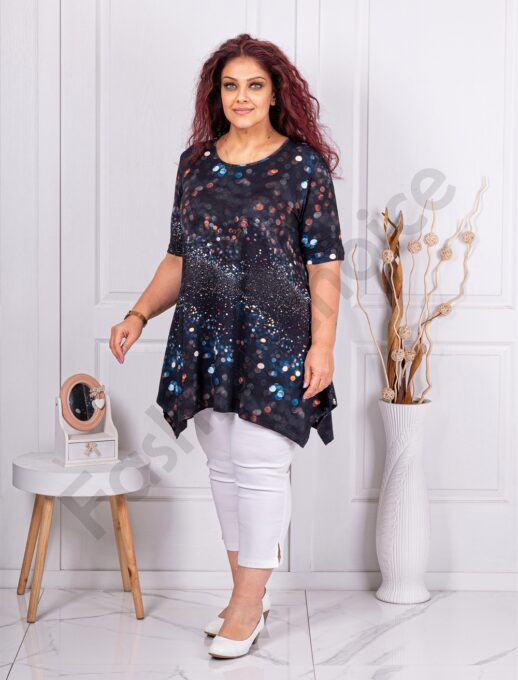Tunica maxi in clos cu imprimeu buline 3D multicolor cod 25104-6