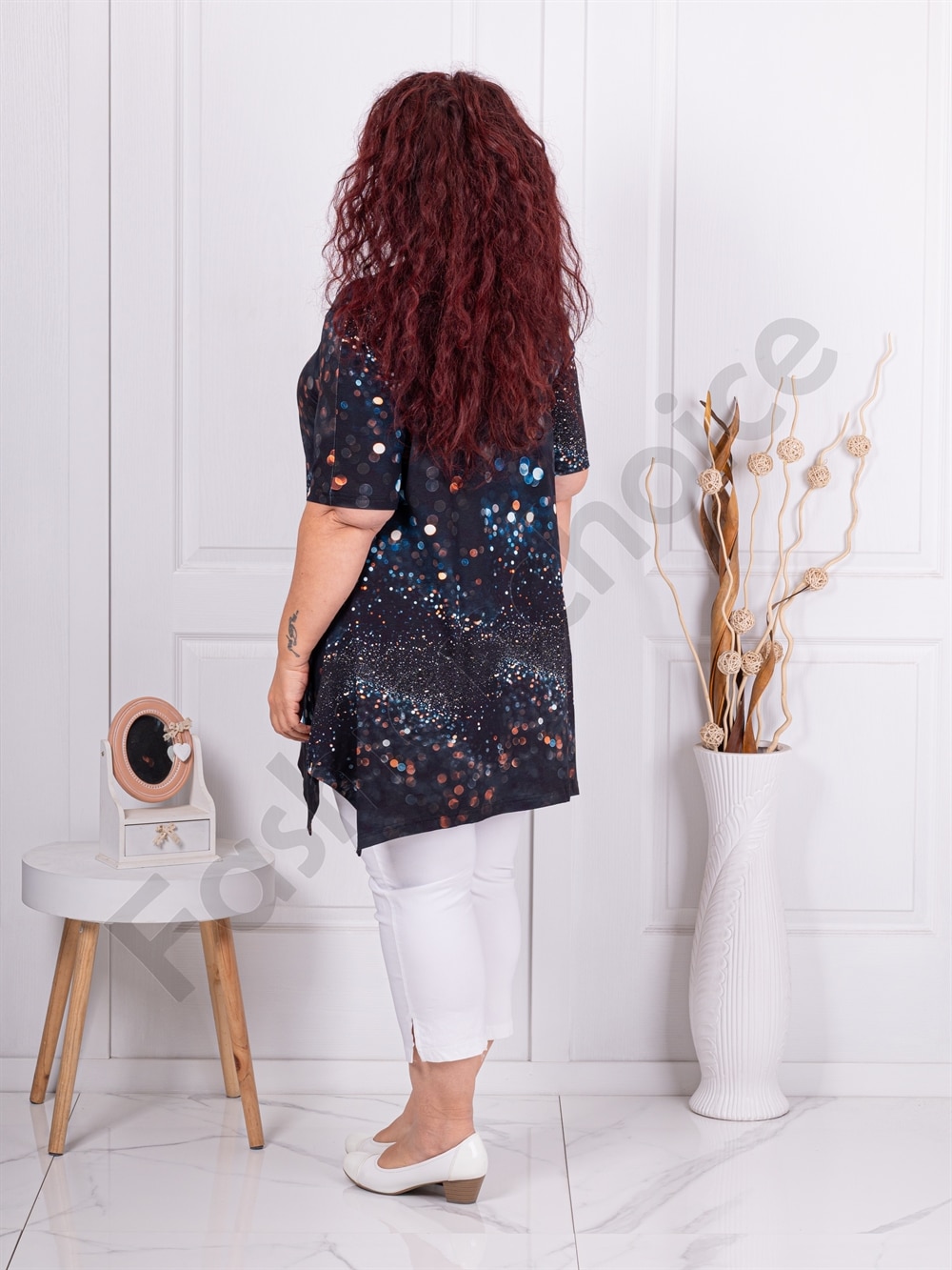 Tunica maxi in clos cu imprimeu buline 3D multicolor cod 25104-6
