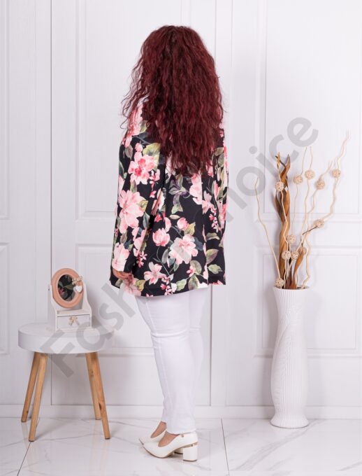 Sacou super maxi elegant cu imprimeu flori roz cod 230463
