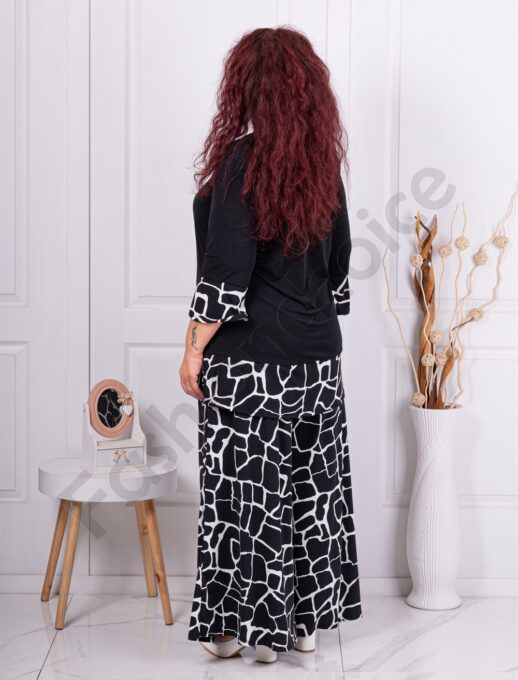 Set maxi elegant cu imprimeu figuri abstracte-negru/alb cod 10010