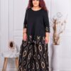 Set maxi elegant cu imprimeu figuri abstracte-negru/cafea cod 10010-1