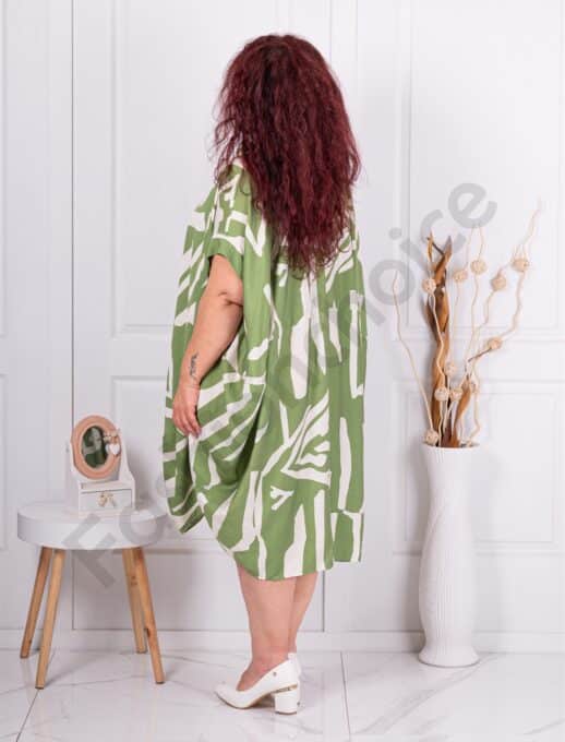 Rochie maxi cu guler si design modern-verde cod 532-A6-1