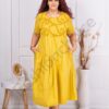 Rochie maxi in clos cu motive din ajur-mustar cod 11082-3