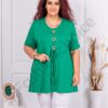 Tunica maxi in cloj cu nasturi decorativi-verde cod 1683-13