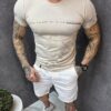 Tricou barbati Slim fit cu elastan si imprimeu mica-capucino cod 252009-5