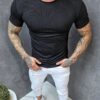 Tricou casual style pentru barbati din material in relief-negru cod 252435