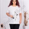 Bluza maxi asimetrica cu imprimeu flori aurii si perle-alb cod 8606-2