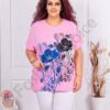 Tunica maxi cu imprimeu floral si decoratie cu pietricele si margele-roz cod 8561-3