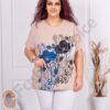 Tunica maxi cu imprimeu floral si decoratie cu pietricele si margele-capucino cod 8561-2