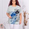 Tunica maxi cu imprimeu floral si decoratie cu pietricele si margele-menta cod 8561-1