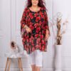Tunica maxi tip poncho din sifon cu imprimeu maci cod 1444-4
