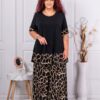 Set maxi elegant cu imprimeu figuri abstracte-negru/moca cod 10010-8