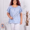 Bluza maxi pentru vara cu broderie englezeasca-albastru deschis cod 1277-6