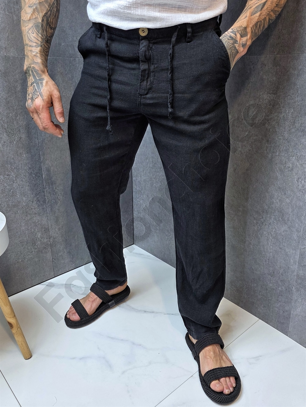 Pantalon elegant pentru barbati din 100% In-negru cod 1390