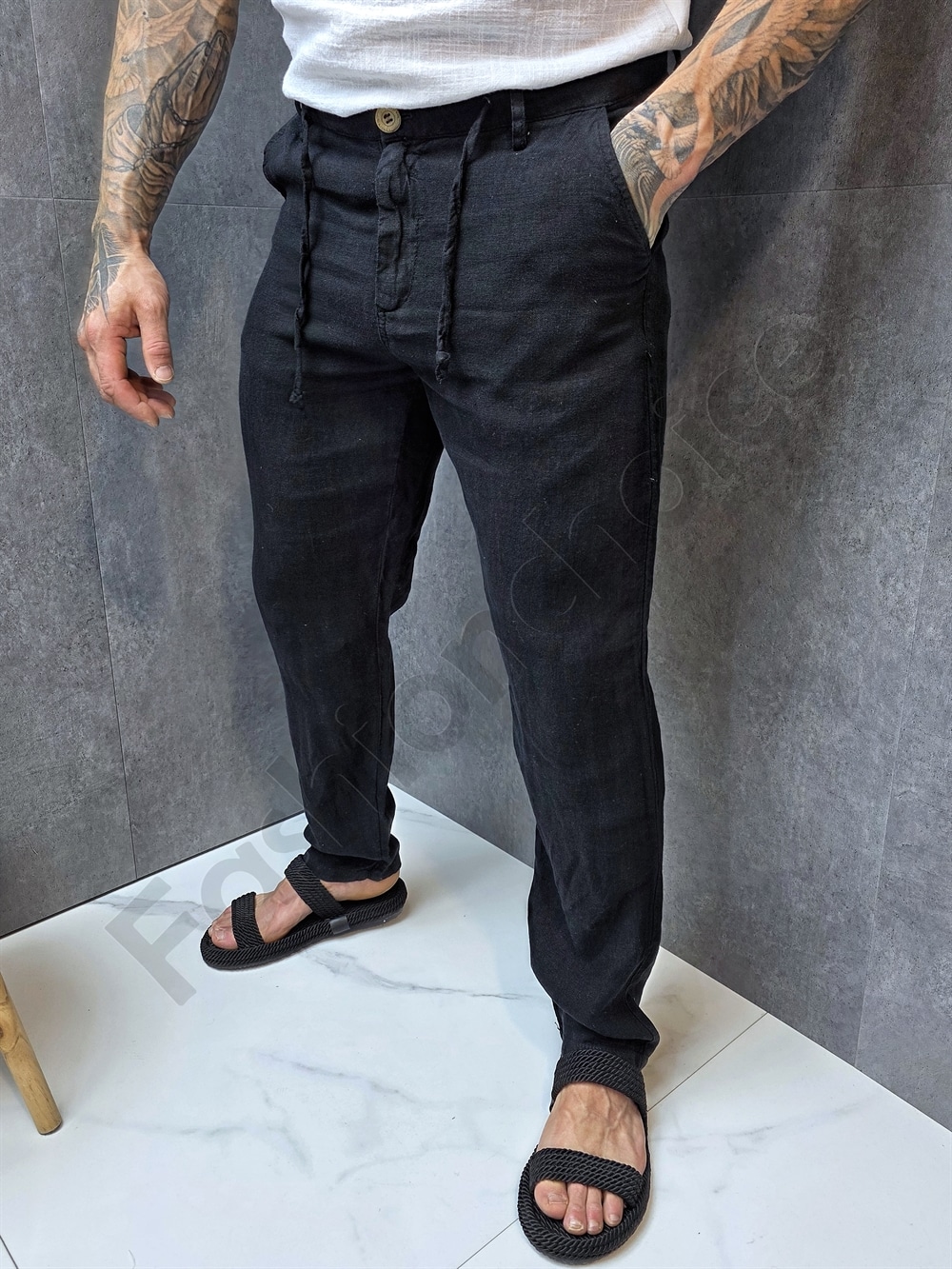 Pantalon elegant pentru barbati din 100% In-negru cod 1390
