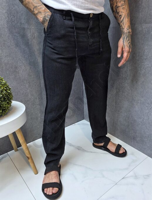 Pantalon elegant pentru barbati din 100% In-negru cod 1390