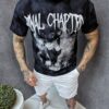 Tricou barbati cu imprimeu si inscris in relief Final Chapter-negru cod 254