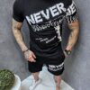 Compleu barbati pentru vara cu imprimeu Never-negru cod 639
