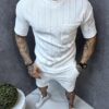 Compleu barbati Oversize pentru vara cu buzunar-alb cod 1445-1