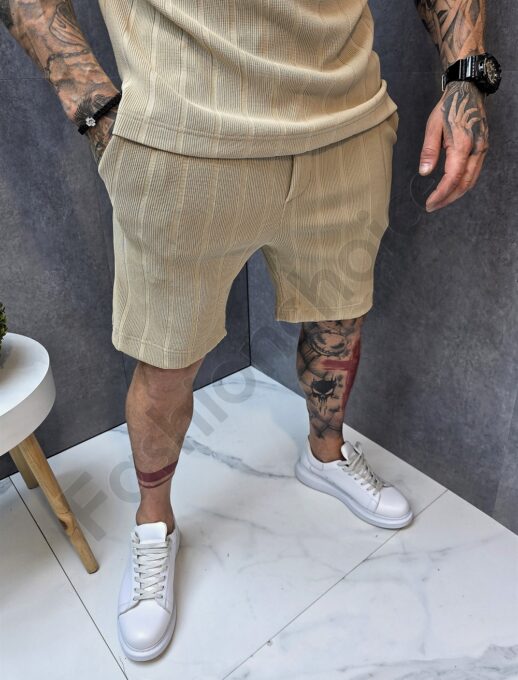 Compleu barbati Oversize pentru vara cu buzunar-bej cod 1445-2