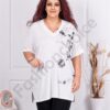 Tunica maxi cu imprimeu floral si decolteu in forma V-alb cod 2024