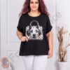 Bluza maxi cu imprimeu un caine si pietricele-negru cod 4741