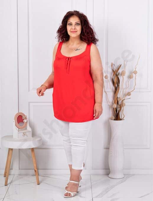 Top maxi pentru vara cu snur la decolteu-rosu cod 2044-3