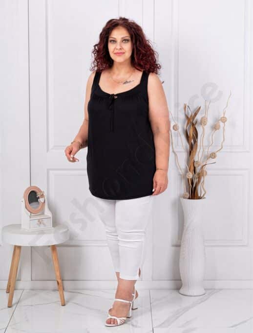 Top maxi pentru vara cu snur la decolteu-negru cod 2044