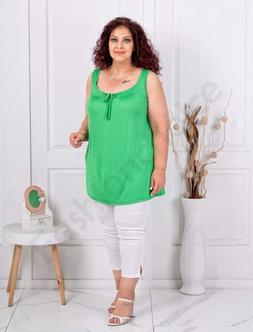 Top maxi pentru vara cu snur la decolteu-verde deschis cod 2044-6