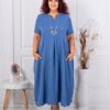 Rochie maxi pentru vara cu decolteu in forma V si colier multicolor-parlament cod 2624016