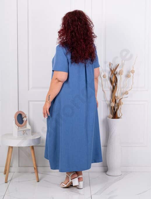 Rochie maxi pentru vara cu decolteu in forma V si colier multicolor-parlament cod 2624016