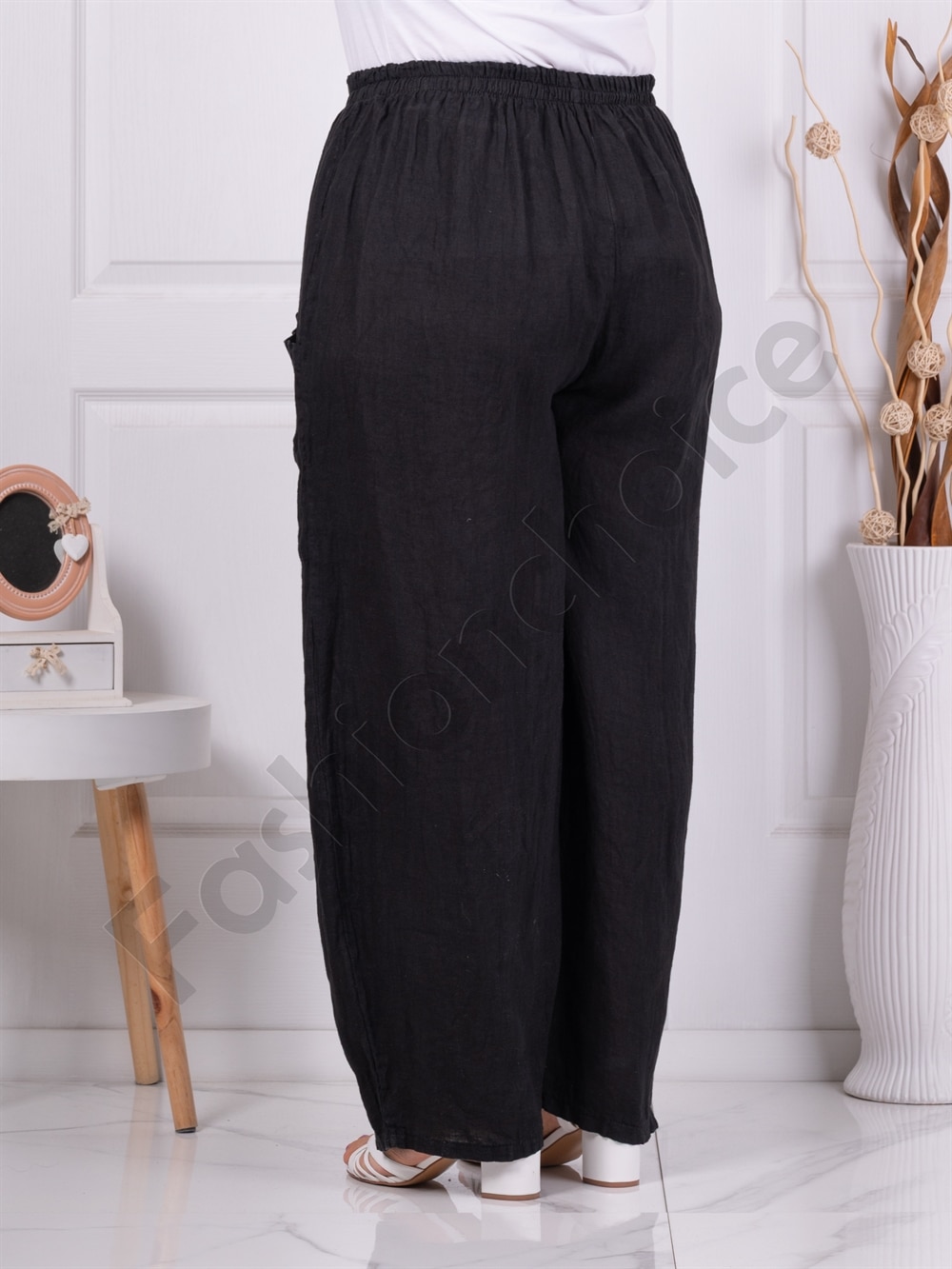 Pantalon maxi pentru vara din 100% In-negru cod 6503