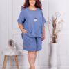 Set maxi pentru vara din doua piese tunica si pantalon scurt-parlament cod 9871-1