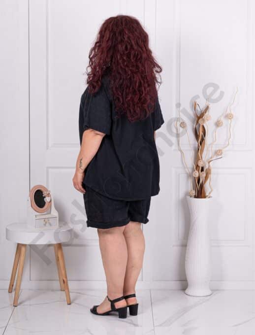 Set maxi pentru vara din doua piese tunica si pantalon scurt-negru cod 9871