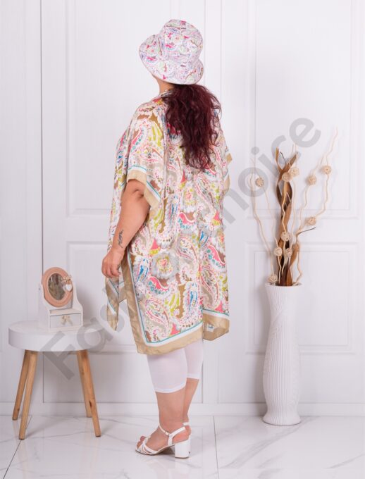 Pareo maxi de plaja cu cadou palarie-capucino cod 336