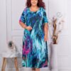 Rochie maxi in clos cu imprimeu in degrade ocean cod 824-11