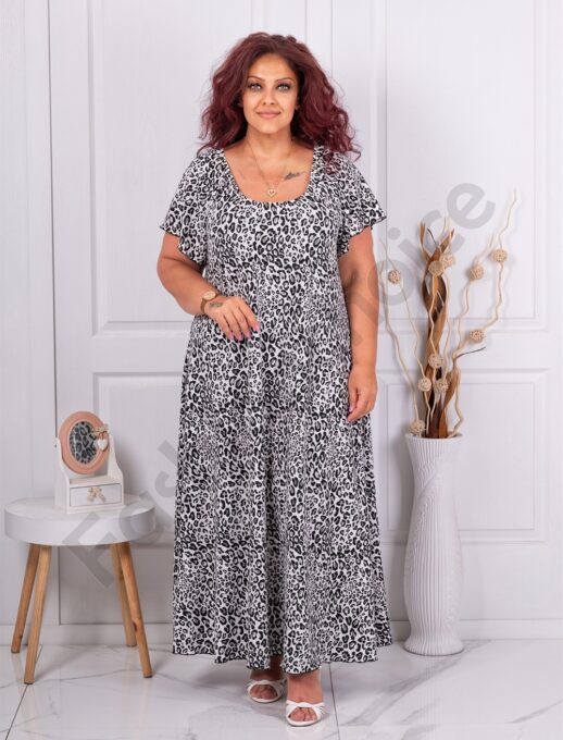 Rochie pentru vara cu imprimeu leopard si decolteu elastic cod 25587