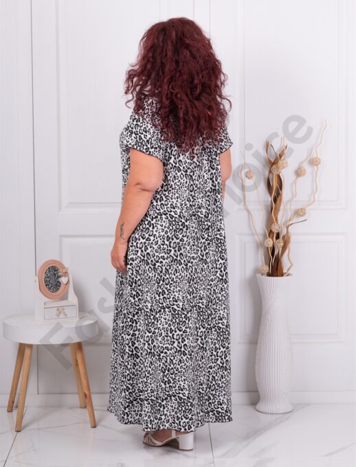 Rochie pentru vara cu imprimeu leopard si decolteu elastic cod 25587