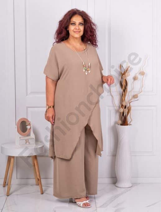 Set maxi pentru vara din doua piese cu design modern+cadou colier-moca cod 10030-5