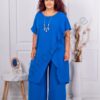 Set maxi pentru vara din doua piese cu design modern+cadou colier-albastru regal cod 10030-9