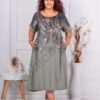 Rochie maxi in clos pentru vara cu imprimeu floral-kaki cod 251303-2