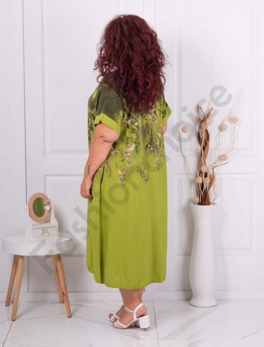 Rochie maxi in clos pentru vara cu imprimeu floral-masliniu cod 251303-3