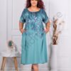 Rochie maxi in clos pentru vara cu imprimeu floral-menta cod 251303-4