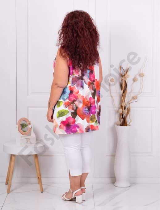 Top maxi pentru vara cu imprimeu floral-coral cod 1259