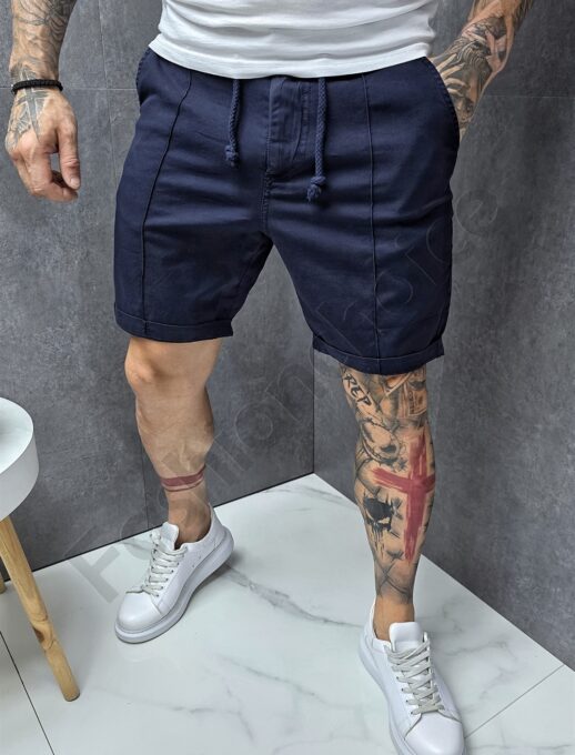 Pantalon scurt sport-elegant-albastru inchis cod 1482-4